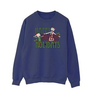 Rick And Morty Mens Happy Human Holidays Sweatshirt / Navy Blue